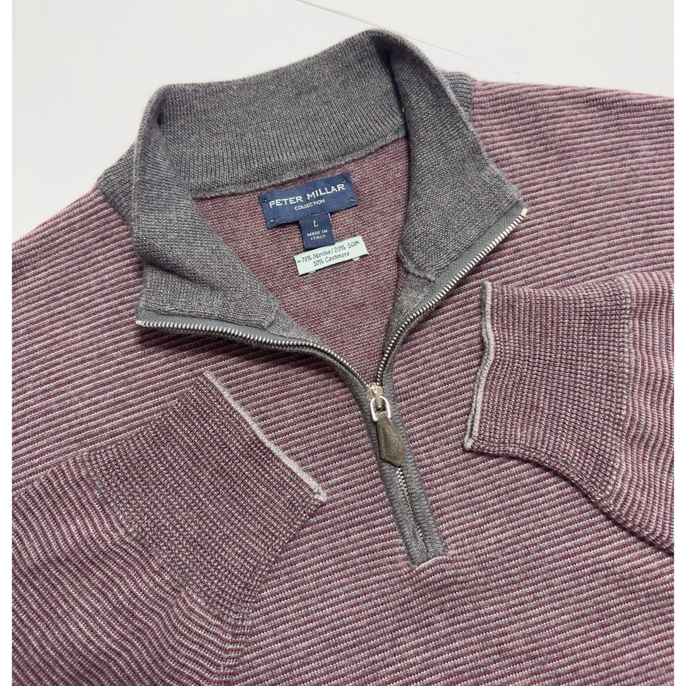 Peter Millar Collection Mens Wool Silk Cashmere 1/4 Zip Pullover Sweater L Italy